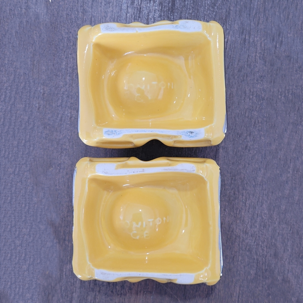 Mid Century Honiton Pottery Yellow Car Egg Cups Pair England - Picture 8 of 10